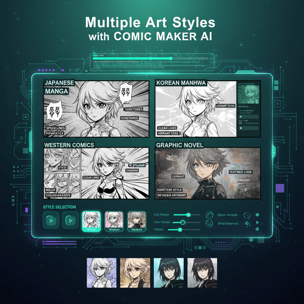 コミックメーカーAIによる多様なアートスタイル